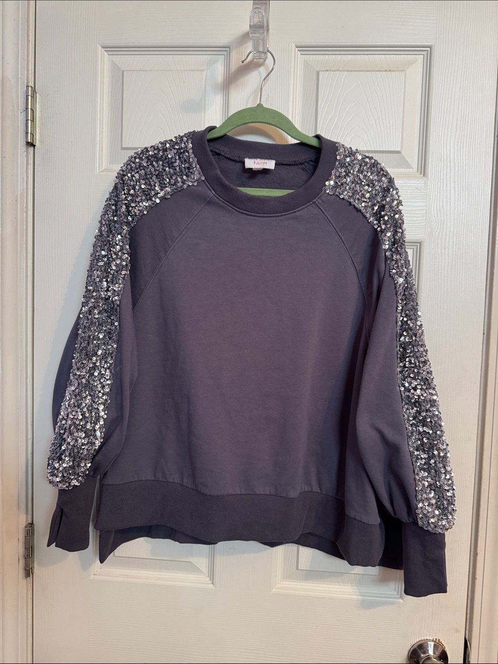 Fantastic Fawn Slate Gray Sequin-Embellished Sweatshirt